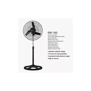 Duravolt 18" Inches Powerful Pedestal Standing Fan-Black | DSF-183