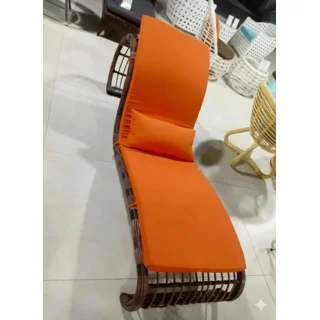 None_Elegant Curved Rattan Lounge Chair with  Cushion