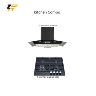 _Kitchen Equipment: 4-Burner Gas Stove and 60cm Range Hood (Built-in Gas Cooker with Four Burners, 60cm Smoke Extractor)