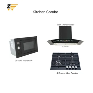 _Kitchen Set: 4 Burner Inbuilt Cooker, Rangehood and Built-In Microwave