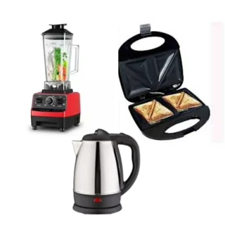 _Kitchen Set: Blender, Two-Sided Toaster, and Electric Kettle