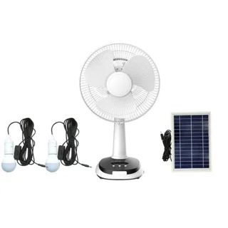 _Lontor 12 Inch Rechargeable Table Fan with Solar Panel