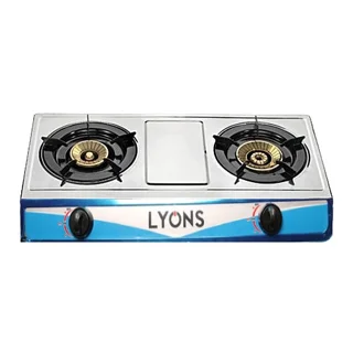Lyons-Stainless Steel Body-Gas Stove-Double Burner+ Gas Regulator + 12.5kg Gas Cylinder with Hose and Clip