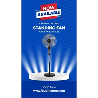 _Maxi 16inch Standing Rechargeable Fan Black | 40AC-KYS