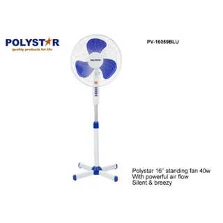 Polystar 16 Inches Standing Fan With Rubber Blades | PV-16059BLU