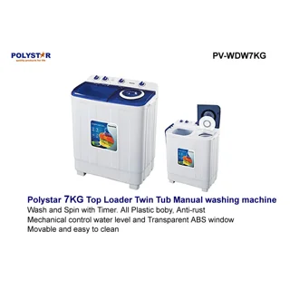 None_Polystar 7Kg Twin Tub Manual Washing Machine | PV-WDW7KG