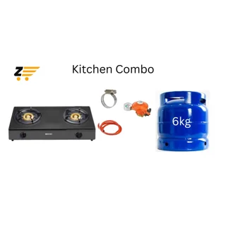 _Portable Gas Stove with 6kg Cylinder, Hose, and Clip Set (Sturdy tabletop design, 6kg gas cylinder, hose, and clips included)