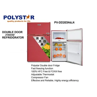 Polystar Double Door 80 Litres Fridge | PV-DD2036LR