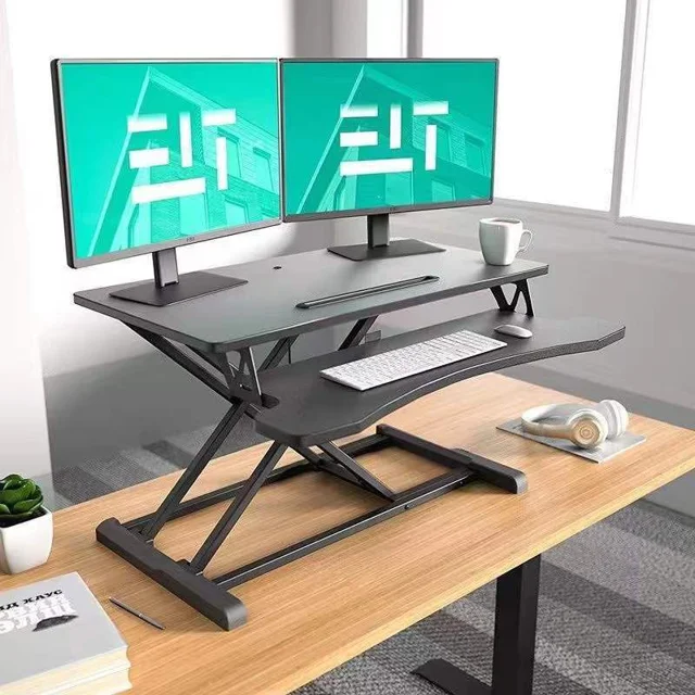 None_Standing Desk 32” Adjustable Standing Desk Converter – Dual Monitor Sit-to-Stand Workstation”